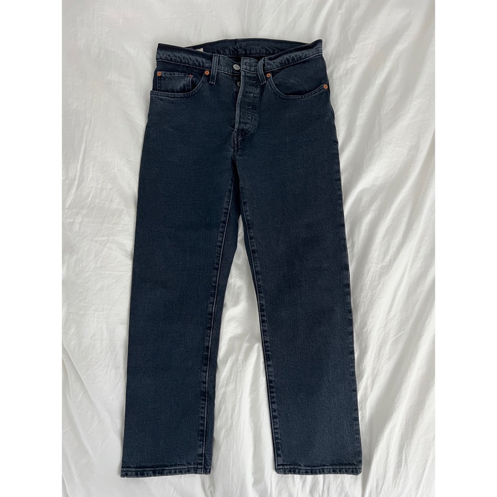 Levi’s 501 High Waist Crop Straight Leg Jeans (Deep Dark) - 26